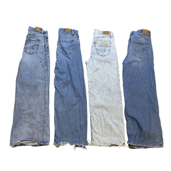 American Eagle Denim - American Eagle Womens High-Waisted Baggy Wide Leg Jeans Lot Of 4 Size 0 Short